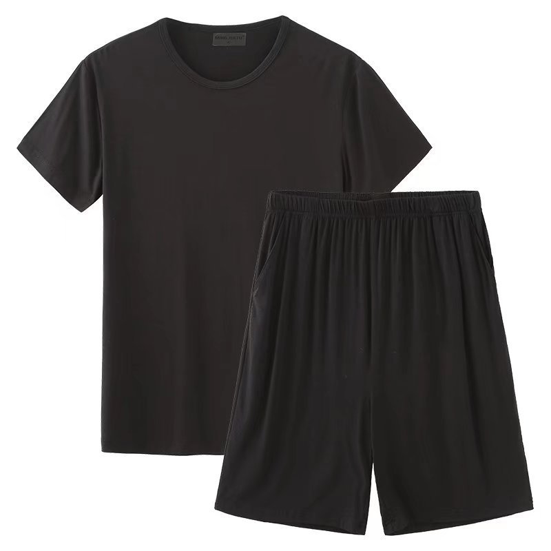 여름 아이스 실크 단색 플러스 사이즈 스포츠 속건 바지 반바지 남성용 비치 바지 느슨한 4 면 탄성 캐주얼 세트