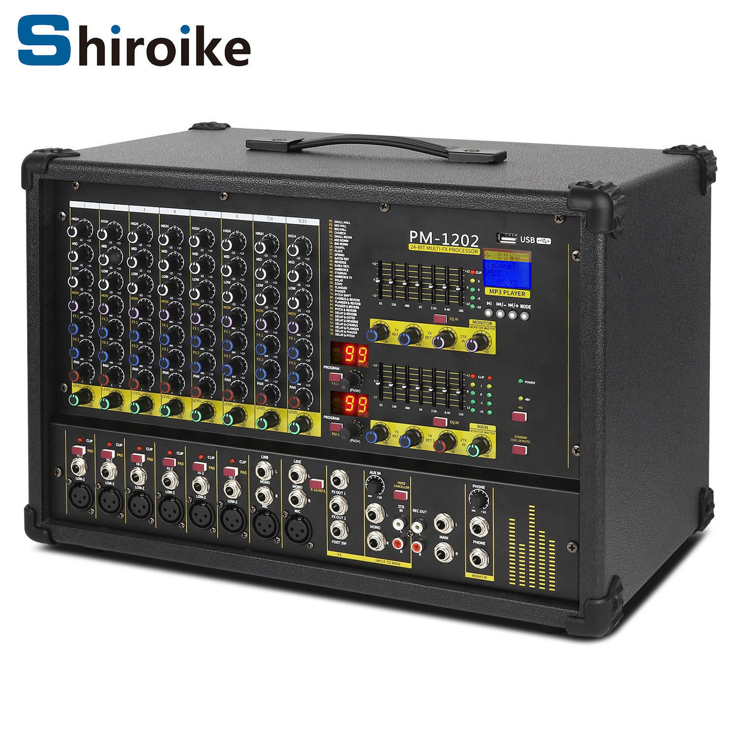 국경 간 전자 상거래 가정용 상업용 12 채널 믹서 전력 증폭기 블루투스 믹서 전원 증폭기 믹서 올인원 기계