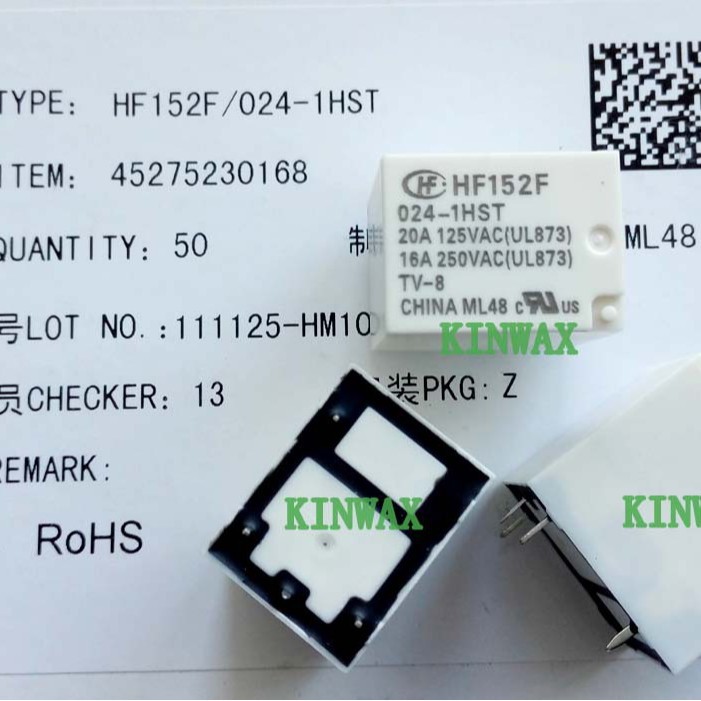 HF152F/009-1H 继电器4脚一组常开17A277VAC全新原装
