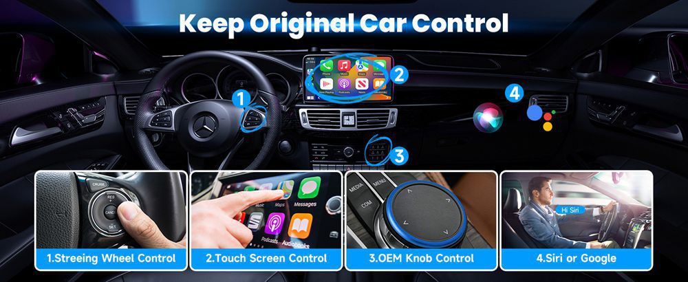 Smart Button Wireless Carplay Box Android Auto Two-In-One Wired to Wireless Adapter for Car Use
