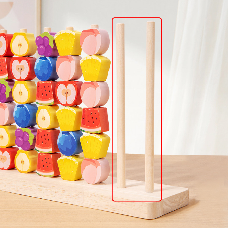 Puzzles infantiles transfronterizos educación temprana de frutas columnas cuentas juguetes color geometría cognitiva juguetes de madera al por mayor