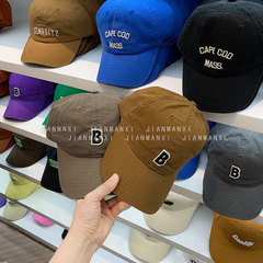 JMX 文字 B 刺繍パッチマルチカラーコットン韓国スタイルレトロ年齢軽減顔見せ小さなカーブつばソフトトップ野球帽女性用
