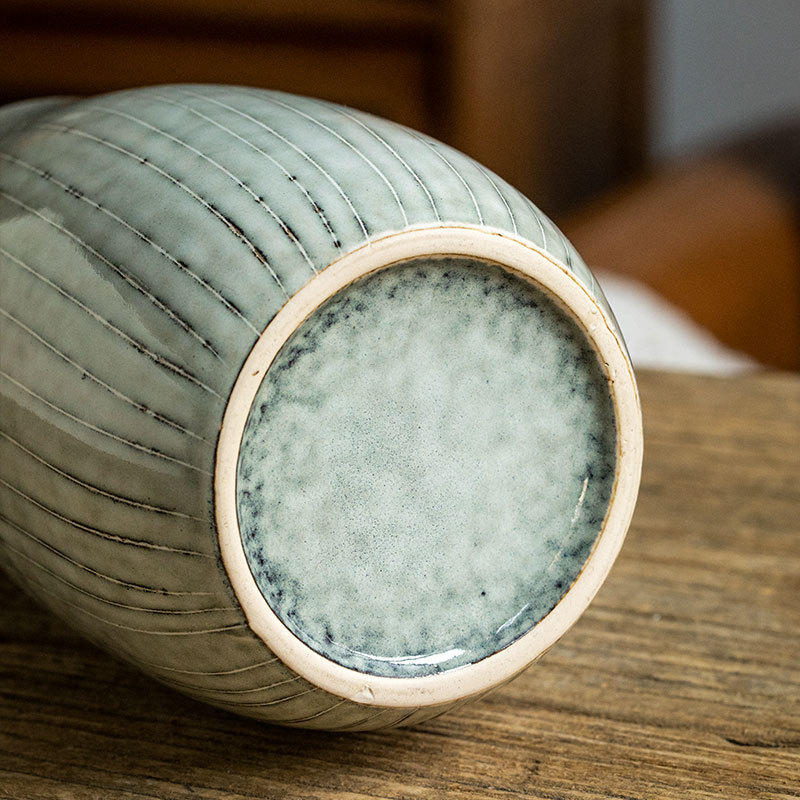 Nais vintage gran vaso de estómago de cerámica de alto valor facial adornamiento de almacenamiento residencial características de flores de exportación transfronteriza vasos de flores