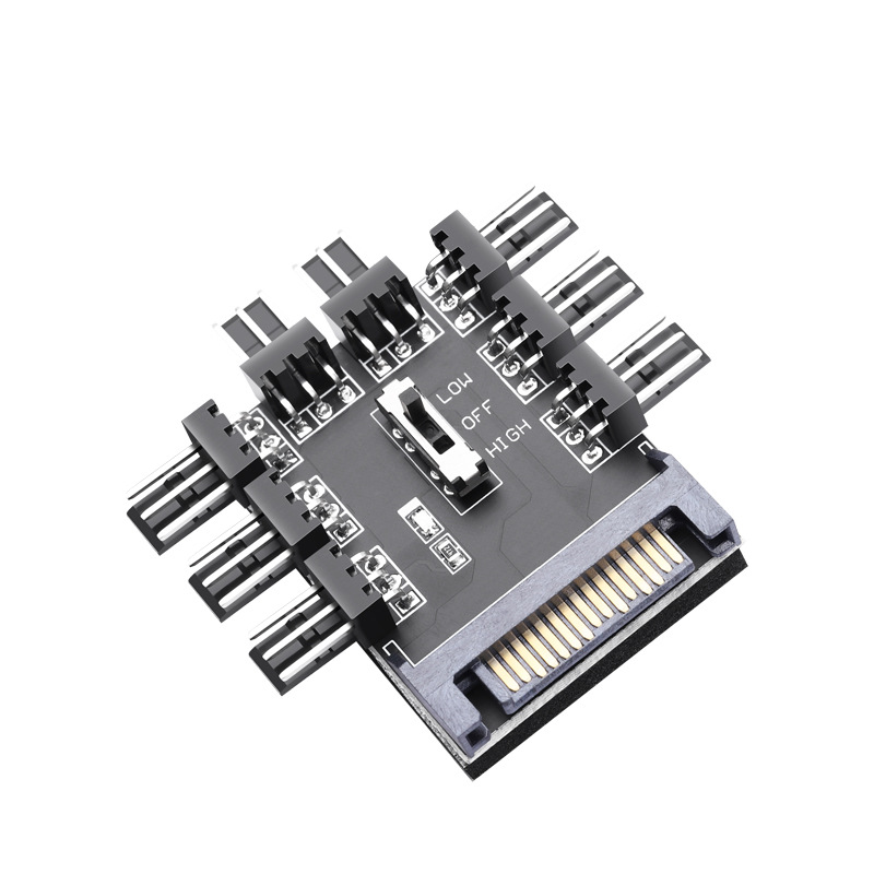 One Minute To Eight Toggle Computer Case Fan Hub Board FANHUBSupports8-way Fan3-speed Speed Regulator
