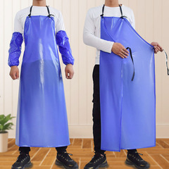 Blue PVC thickened waterproof oil-resistant apron for men, work apron, food slaughter aquatic products acid and alkali resistant waterproof apron