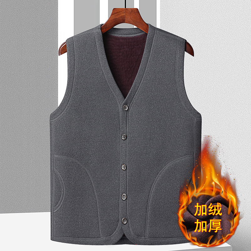 chaleco hombre de mediana edad invierno más veludo espeso veludo hombre de algodón hombro chaleco cálido de cordero padre