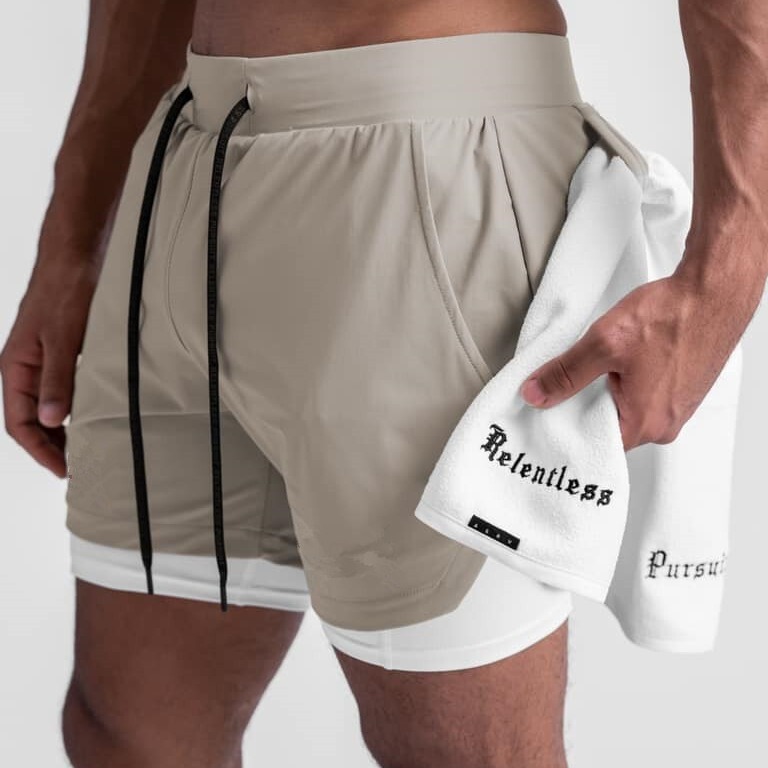 Cross-Border Trade 2023 Summer Men's Trendy Sports Shorts Outdoor Running Cycling Breathable Double-Layer Men's Beach Shorts