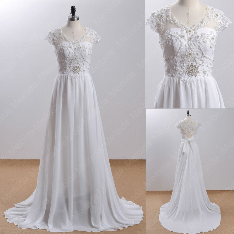 White Ivory Seam Beaded Backless Pearl Evening Dress Bridesmaid Dress Wedding Dress Bridal Dress Formal Occasion