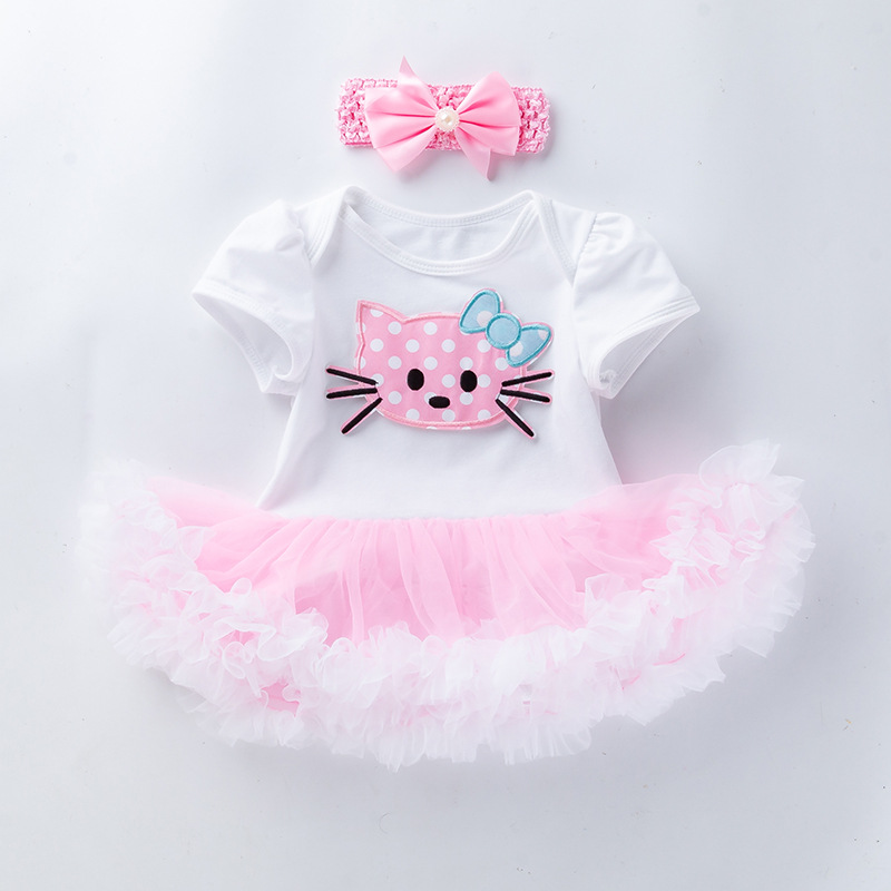 Tren transfronterizo nueva ropa de cumpleaños para bebés de verano, falda para niños, traje de falda de manga corta, ropa de fiesta de cien días para bebés