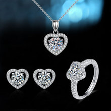 跨境直播货源仿真莫桑钻项链吊坠女爱心型饰品套装小众百搭送礼物