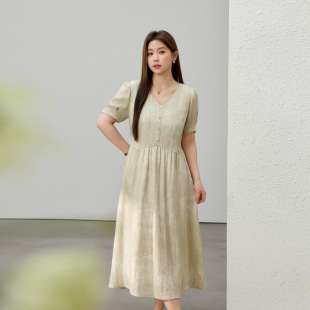 [Retro light luxury temperament V-neck intellectual all-match dress] delicate show plus size women's chubby girl summer new