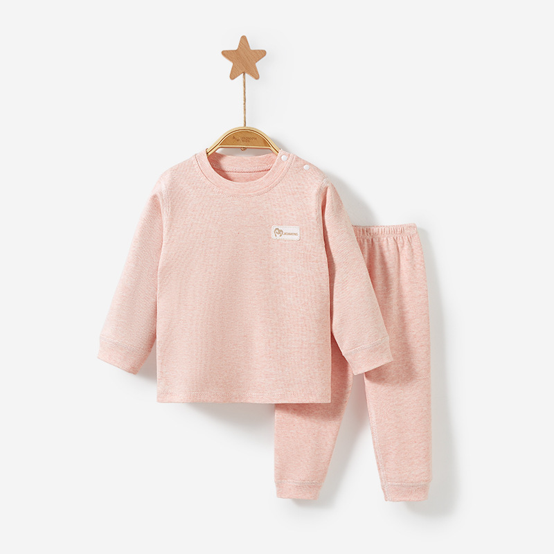 Conjunto de ropa interior para niños, primavera y otoño, ropa básica de algodón puro para bebés, niñas y niños, ropa de otoño para bebés con entrepierna abierta, top y pantalones separados.