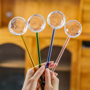 ♧ High Borosilicate Glass Spoon, Colorfulful Long Handle Spoon, Small Ingredients, Honey Coffee Stirring Spoon, High Temperature Resistant Hot Oil