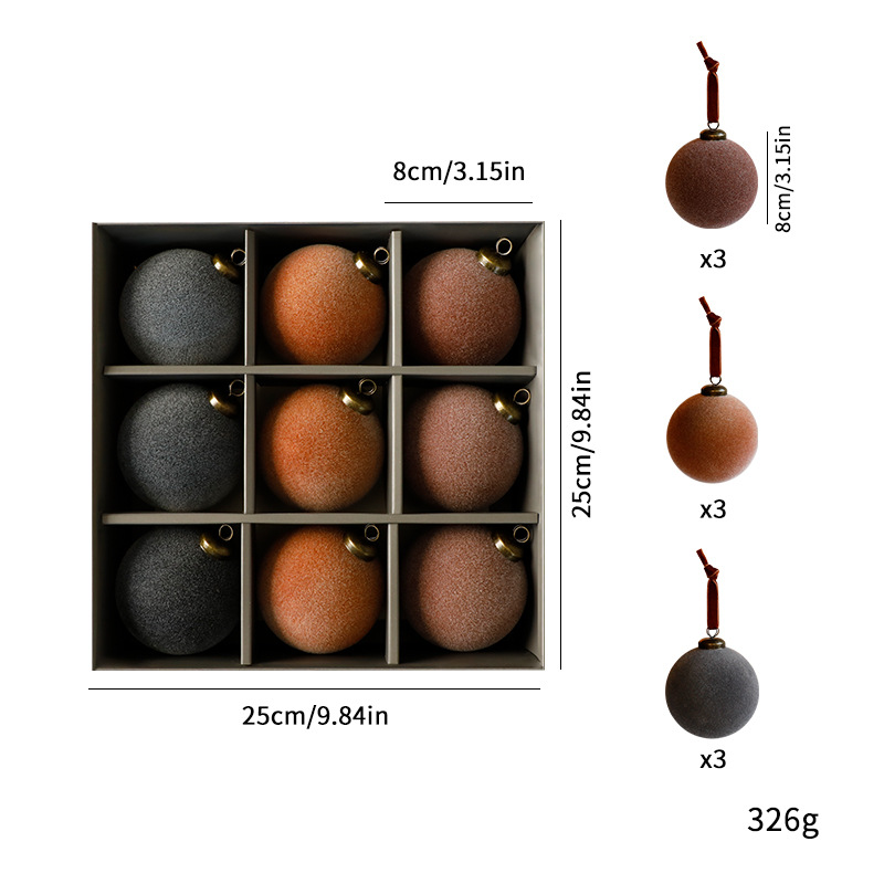 Nuevo set de bola de navidad de terciopelo de 8cm bola de floquete decoración de Navidad bola de peluche colgante de decoración de árbol de Navidad