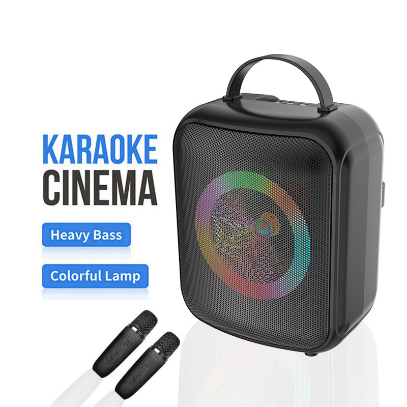 Cross-Border Special Price Outdoor High-Quality Karaoke Bluetooth Speaker Portable Rechargeable with 2 Wireless Microphones for Square Dancing