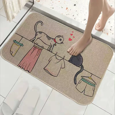 Avtomobil döşəmə paspasları — Door Mats, Household Bathroom Water-Absorbent - hanger-cat-linen-4060cm