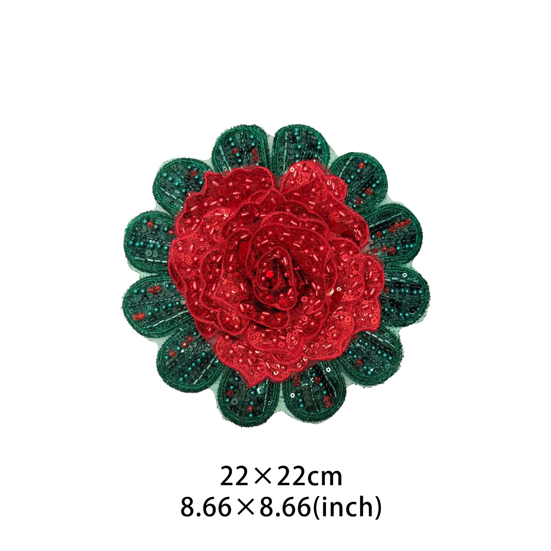 Europa y América rojo y verde diamante completo industria pesada broche exagerado rosa accesorios broche temperamento traje vestido vestido decoración de falda