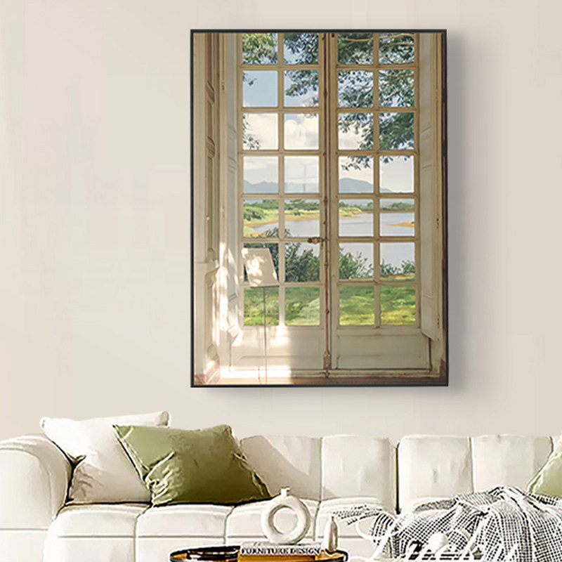 French-style window scenery healing decorative painting, ins-style desktop cozy homestay restaurant bedroom bedside table wall art French-style window scenery healing decorative painting, ins-style desktop cozy homestay restaurant bedroom bedside table wall art
