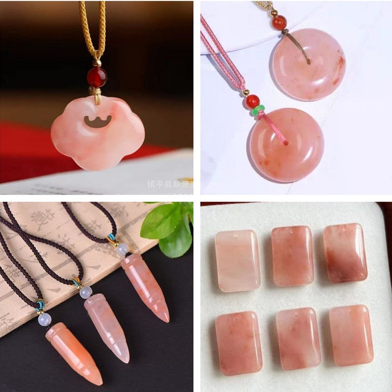 Xiaohongshu's Popular Gold Silk Jade Peach Blossom Cloud Lock Pendant, Pink Peach Blossom Peace Charm, Jade Pendant Xiaohongshu's Popular Gold Silk Jade Peach Blossom Cloud Lock Pendant, Pink Peach Blossom Peace Charm, Jade Pendant