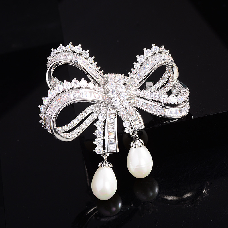 Luxuriöse Brosche Mit Schleife Und Perle Für Damen_voghion.com