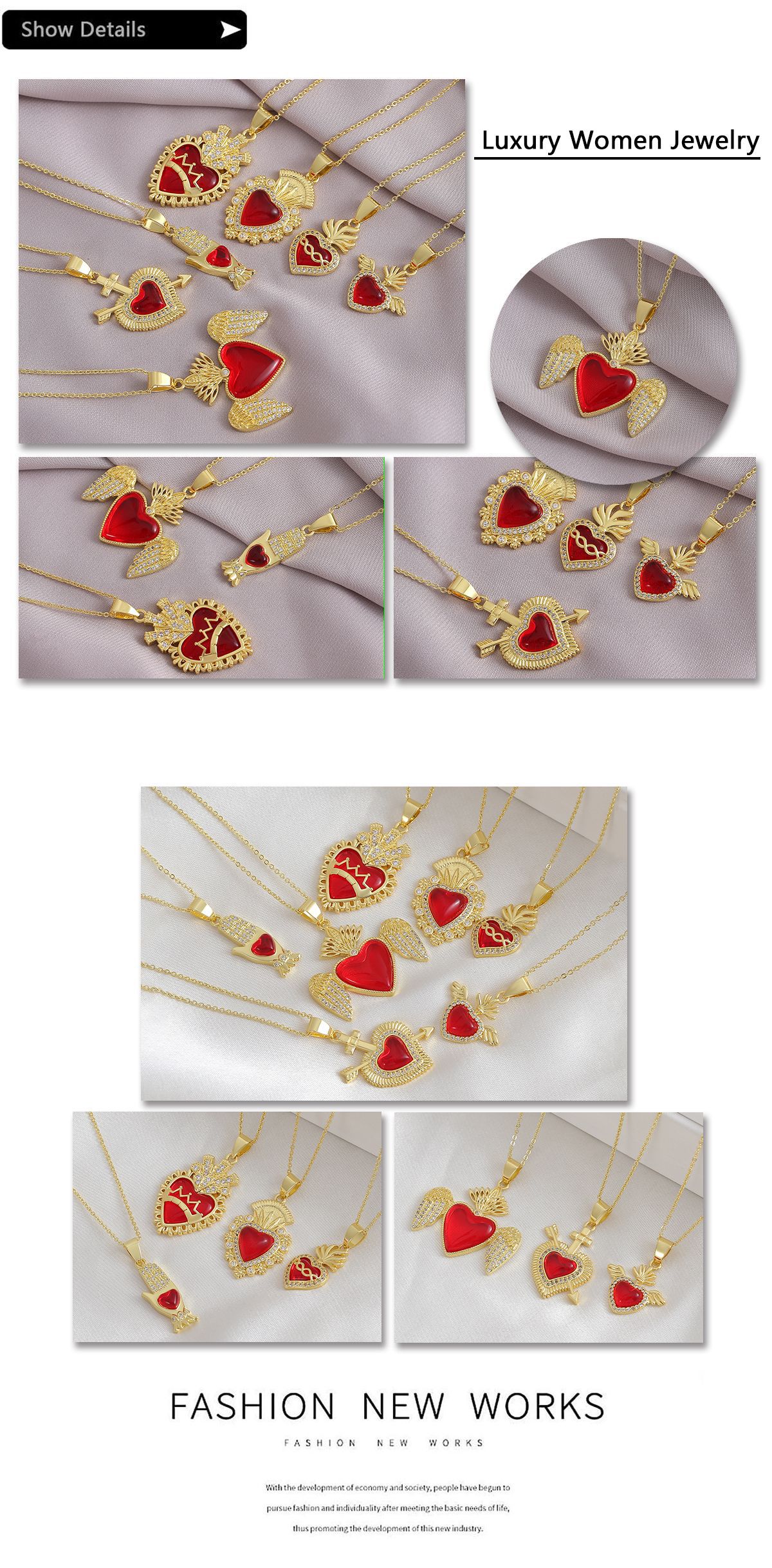 Date, Tea Party Occasion Copper Material Copper Plating Heart Shape Crown Pendant Necklace