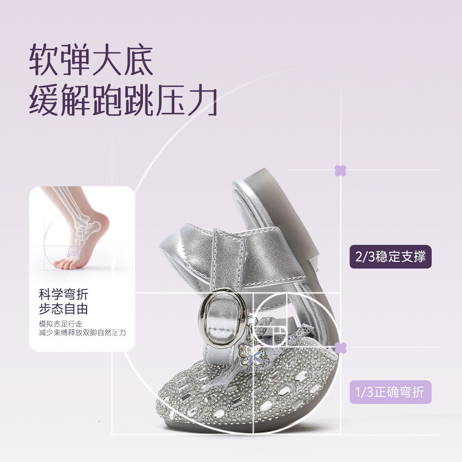 Zapatos casuales de moda para niñas versátiles verano 2026 nuevos zapatos de cristal de diamante de arco para niños zapatos de princesa huecos image 4