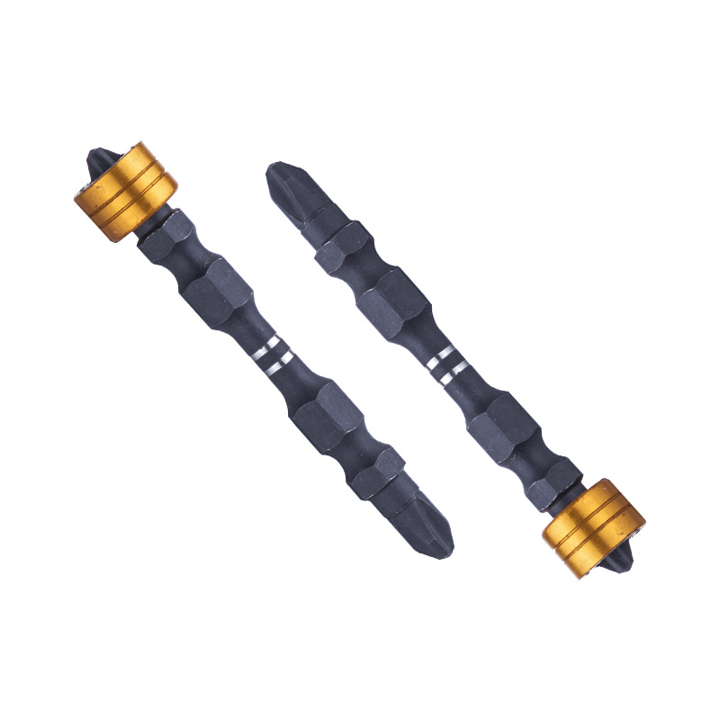 Punta magnética negra fosfatada de 65 mm, punta neumática de doble cabeza en forma de cruz, anillo magnético S2, punta para destornillador eléctrico.