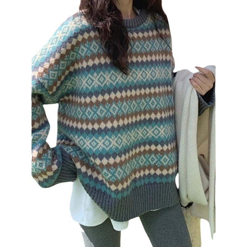 24 invierno Puyuan 2024 nuevo suéter Jacquard romántico de la isla de Fair nuevo otoño y invierno