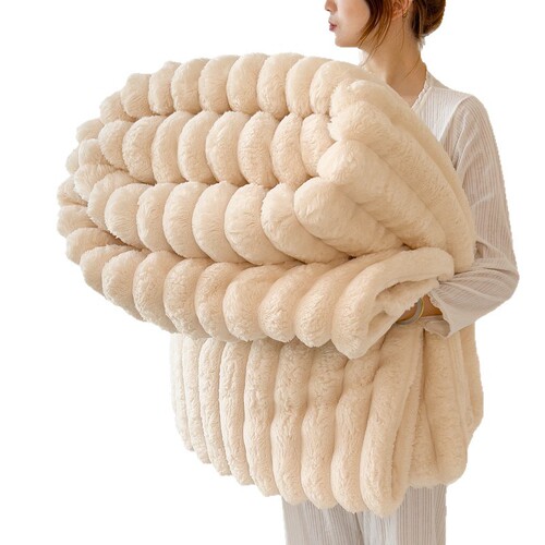 Fuzzy blanket striped nap blanket sleeping blanket cover blanket winter thick fuzzy blanket four seasons