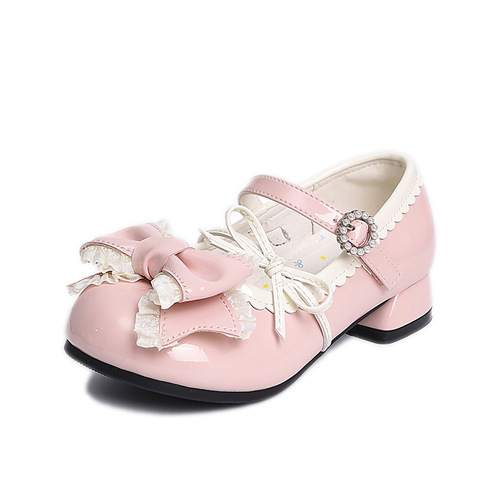 Children's shoes 2025 new arrival pink small high-heel sweet fashionable shallow mouth shoes pretty princess shoes single shoes