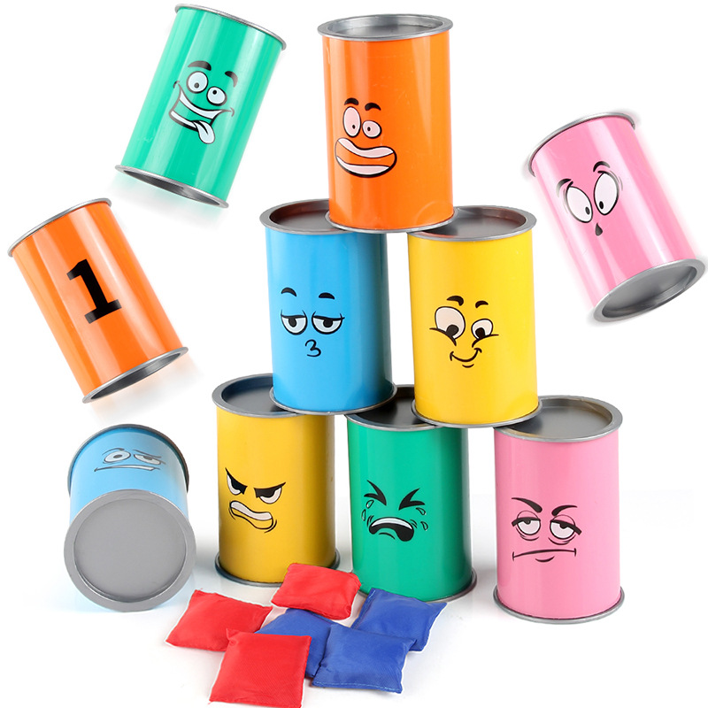 Juguetes de lanzamiento casuales para niños emoticones divertidos lanzamiento creativo para tirar bolsas de arena para derribar barril juguetes tradicionales interiores y exteriores