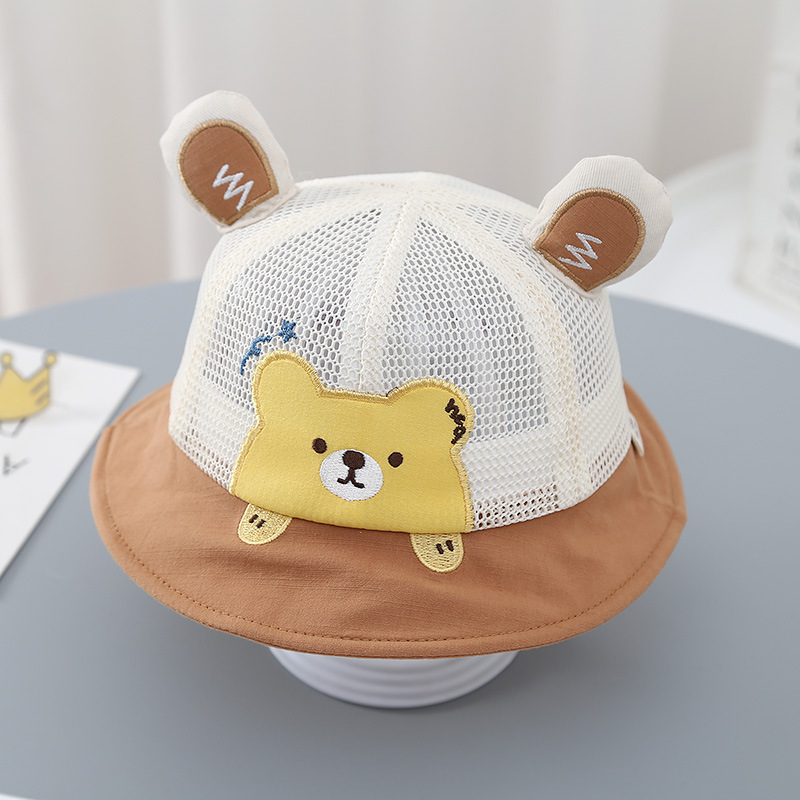 Sombrero de bebé verano delgado oso súper lindo bebé red completa protector solar sombrero de pescador primavera y verano niño sombrero para el sol para niños