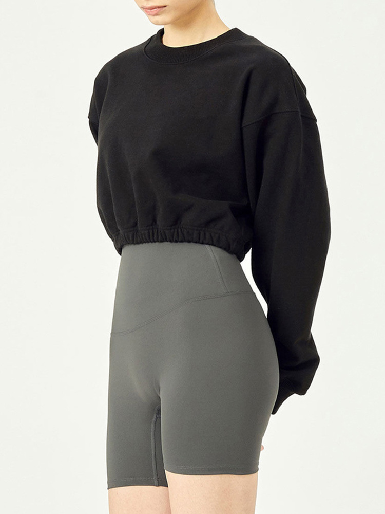 2024 otoño e invierno marca de moda americana algodón corto suéter de cuello redondo mujeres europeas y americanas tops de chicas calientes ombligo ropa deportiva de fitness