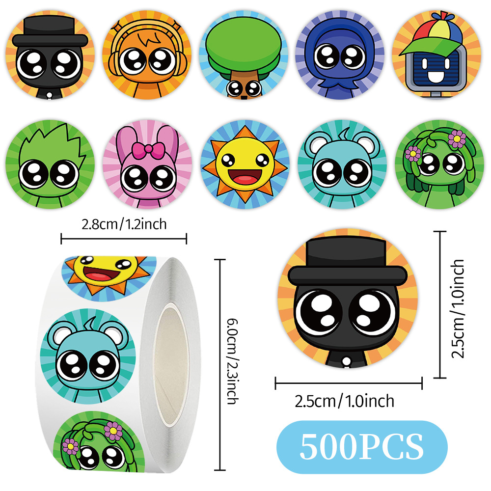 Cien tipos de dibujos animados pegatinas de animales rollo de recompensas para niños materiales didiy papelería cuaderno cinta adhesiva decoración