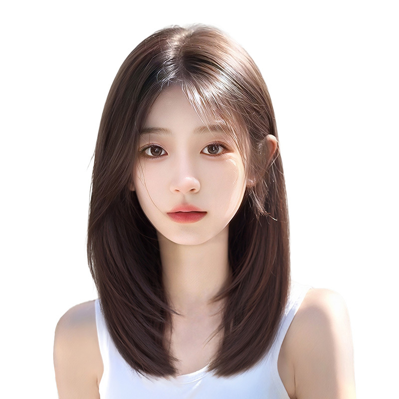 女性用ウィッグ、ヘアネットは頭頂部に着用する必要がなく、髪の量を増やし、頭頂部がふわふわ、フルヘッドギア、痕跡がなく、軽くて薄いヘアブロックです。|undefined
