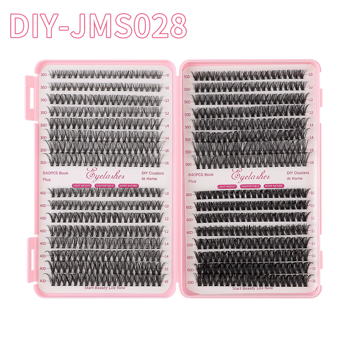 Наборы пучковых накладных ресниц mixed dense DIY, 40/32/отдельные пучки, 640 шт., 0.017 кг