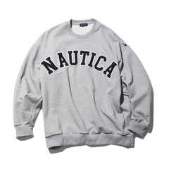 日本 NAUTICA 大文字刺繍ラウンドネックプルオーバースウェットシャツ男性と女性のための綿カジュアルスポーツカップル長袖トレンド