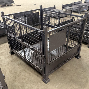 Warehouse Cage Factory Supplies Foldableable Metal Turnover Boxes, Foldableable and Stackable, Spray-Painted, Rust-Proof, Strong and Durable