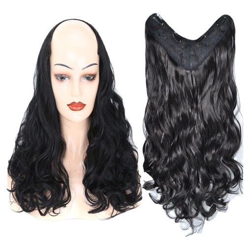4-clip long curly wig hair extension piece for European and American women, large wave invisible hairpiece, one-piece wig extension piece