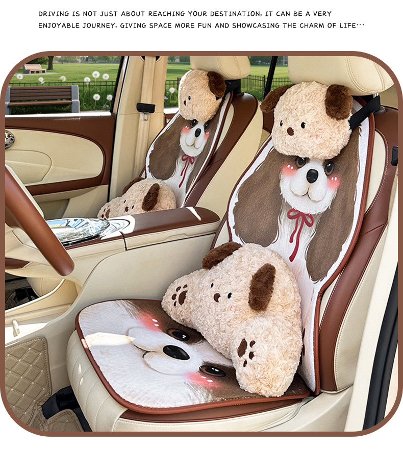 Winter plush car seat cushion, cartoon cute single-piece car seat pad, universal warm and thickened car seat cover