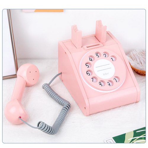Wooden simulation play house telephone kindergarten baby early education puzzle phone call parent-child interaction birthday gift