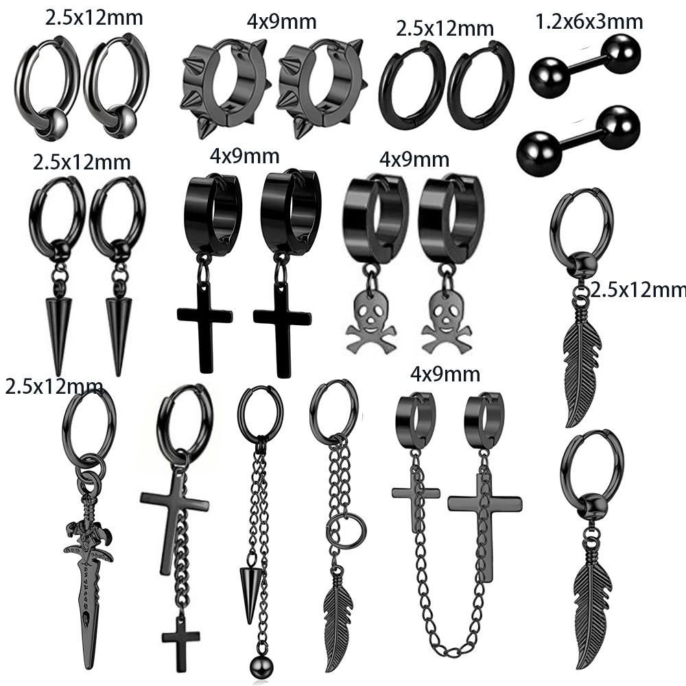Fashion Titanium Steel Punk Earrings Stainless Steel Ear Jewelry Men Women Heart detail image 4
