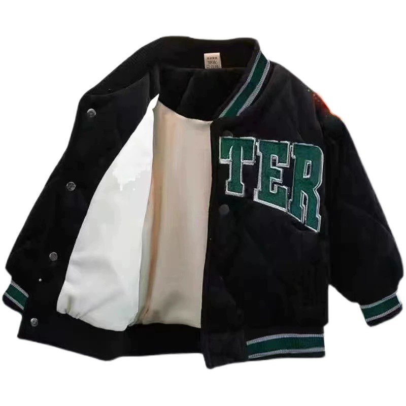 Корейская версия бейсбольного костюма для мальчиков и девочек короткая куртка для девочек осень-зима 2022 новая модная и теплая хлопчатобумажная одежда