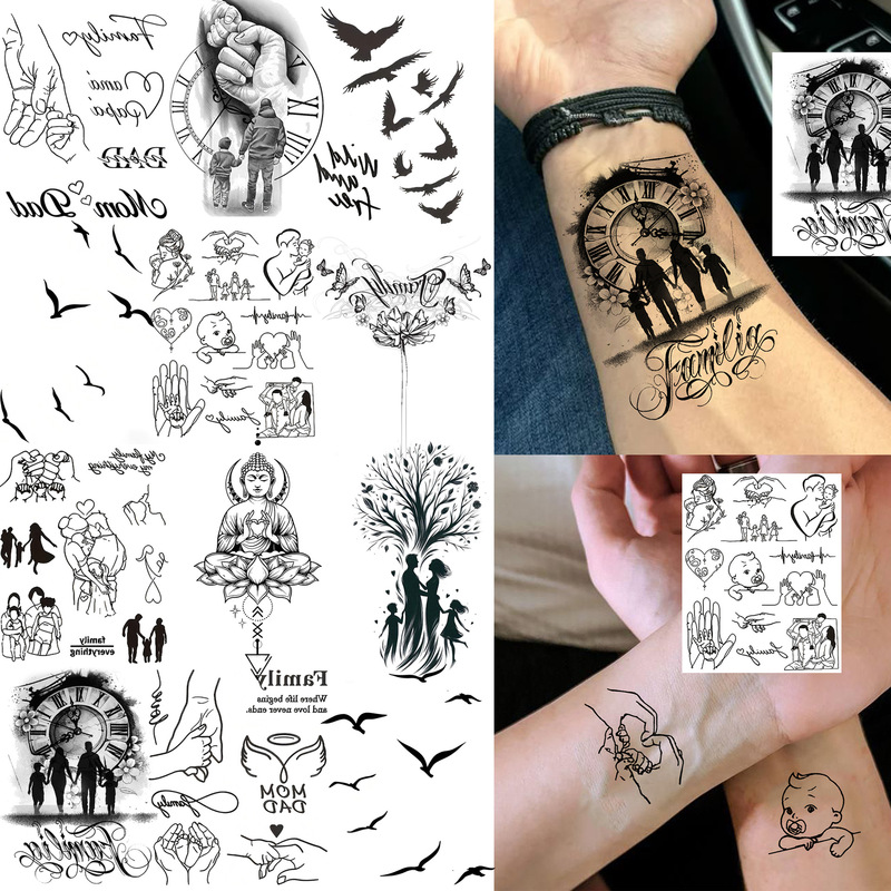 Cross-Border New Product Family Bird Tattoo Stickers Hand Back Tattoo Stickers Tk European and American Shein Amazon Tattoo