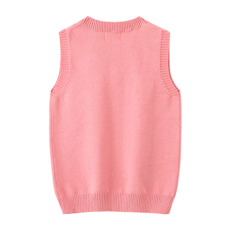 Elija el tamaño al por mayor de primavera y otoño ropa para niños chaleco de lana suéter medio y grande niños estudiante uniforme escolar niña de las flores chaleco de punto