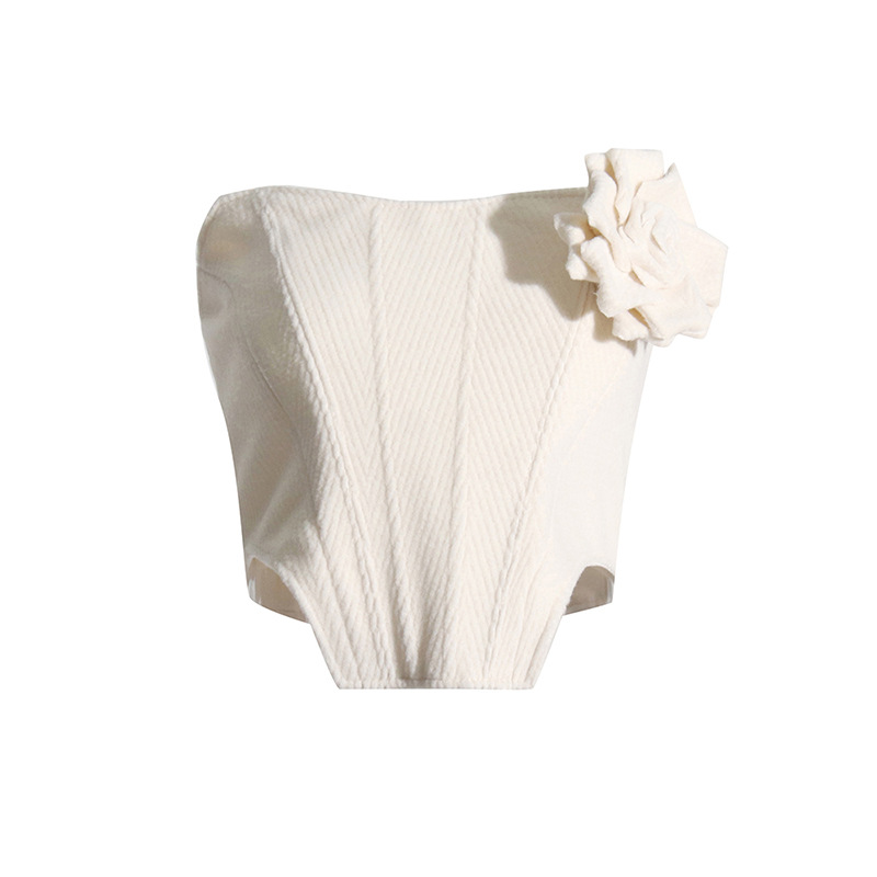 Top corset sem alças com detalhe de espinha de peixe e cintura alta, estilo socialite sexy europeu-americano, novidade da primavera de 2026._voghion.com
