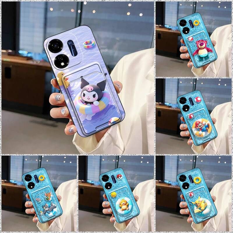 Suitable for Itel Mobile Phone Case Card Slot Swimming Ring Fun Stylish Full Edge Soft Shell Cooling Id Card New Style Simple