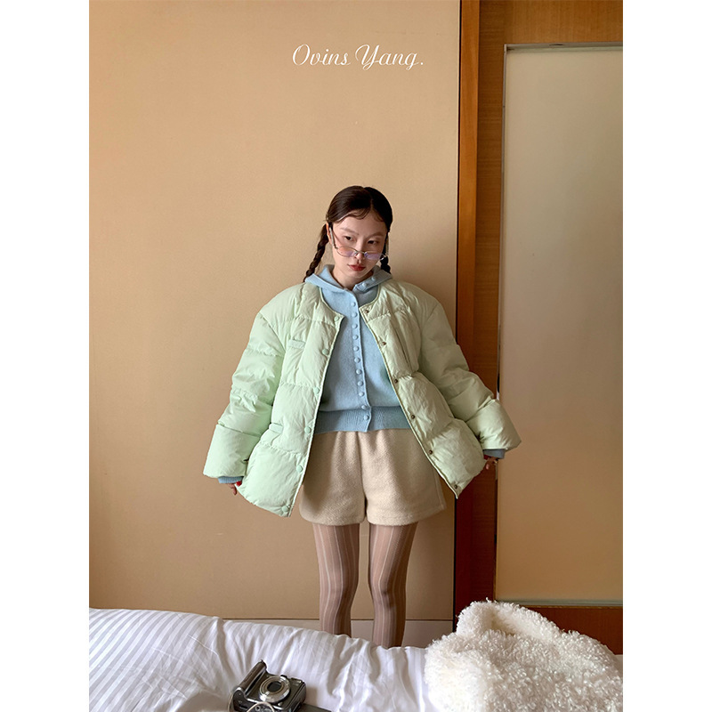 ovinsyang round neck quilting multi-color super nice down jacket women's winter 2024 new bread coat
