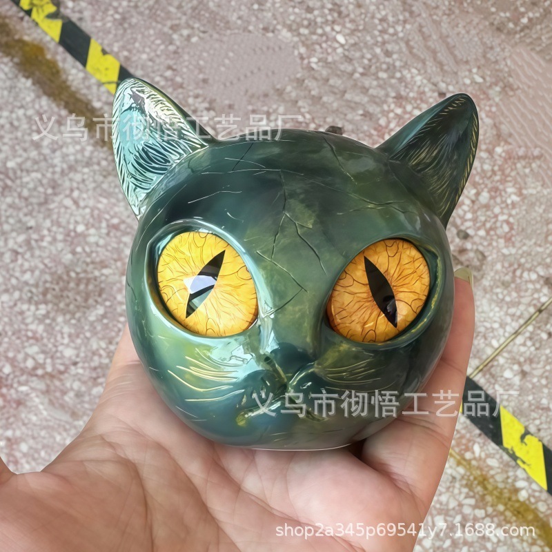 跨境Luxury Black Cat Stone Sculpture奢华黑猫树脂雕像摆件|undefined