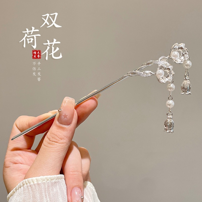 タッセルフラワーヘアピン女性のための新しい中国風のハイエンドニッチ古代スタイルのヘアピンヘアピン韓服チャイナヘアアクセサリー|undefined